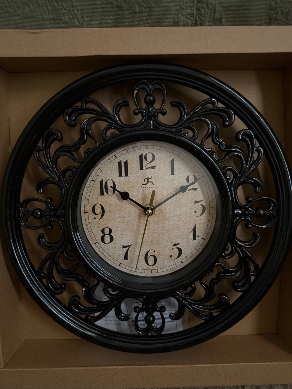 Ornate Black Wall Clock with Vintage Dial - Elegant Home Wall Decor